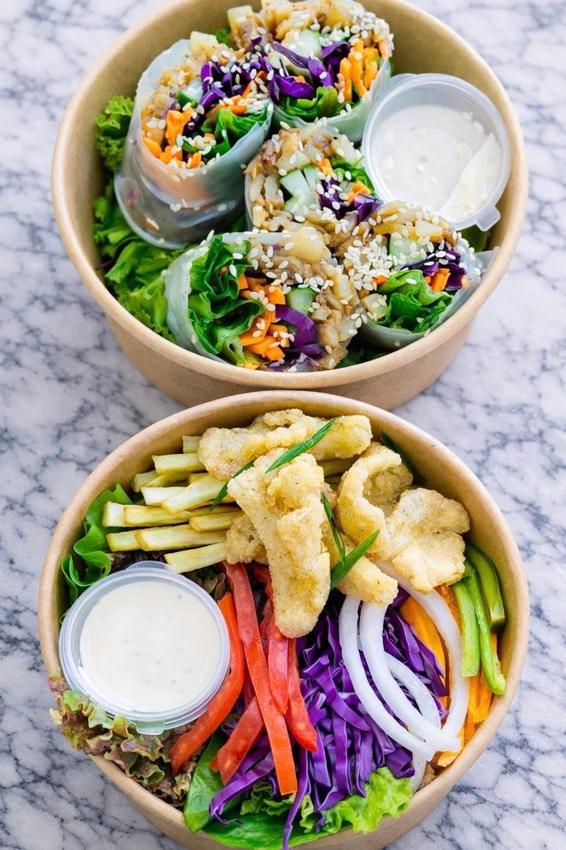 Vegan spring roll bowl